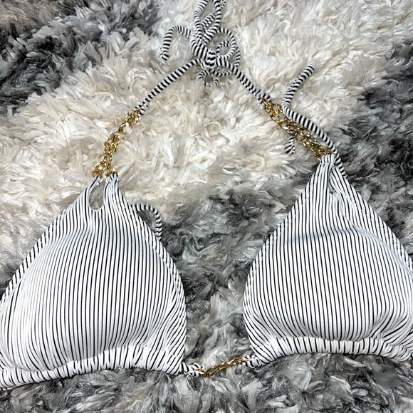 White and Gold Chain 2 Piece Bathing Suit - Picture 3 of 6